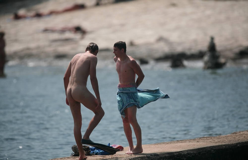 Nudists Boys - Water Prep On The Ledge - Nudism helps to overcome shyness and insecurities