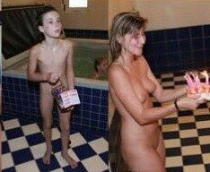 Naturists celebrates birthday photos - Family naturism in the modern world
